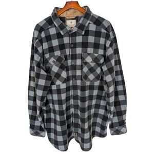 Legendary Whitetails Men's Navigator Fleece Shirt Size 2XL Gray Black Plaid